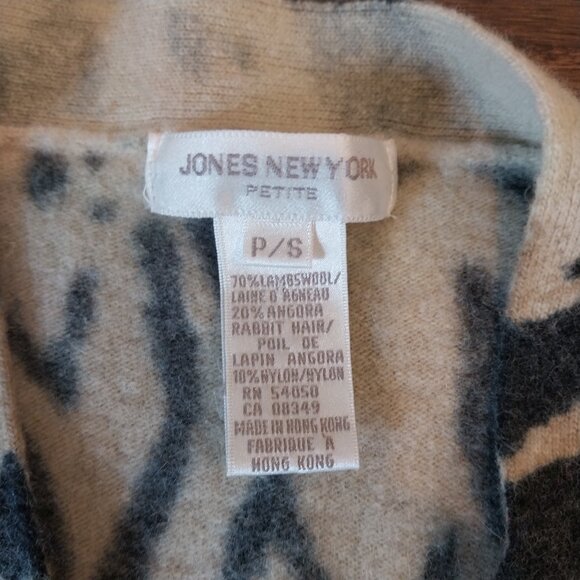 Lambswool Angora Cardigan Sweater Womens Small Brown Tiger Animal Print V Neck, - Picture 4 of 10